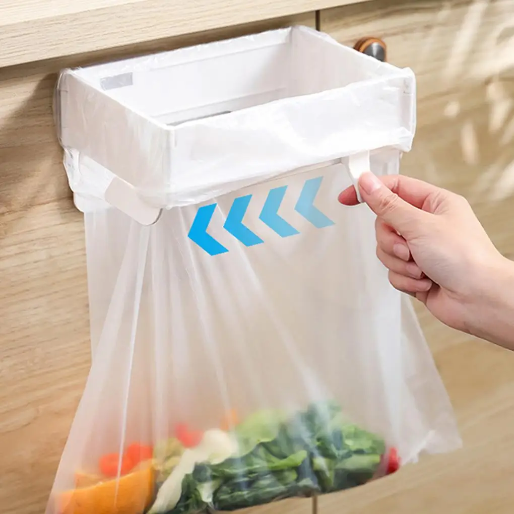 Foldable Portable Garbage Bag Holder Wall-Mounted Garbage Bag Holder Under Sink Trash Can Hanging Garbage Can for Cabinets Doors