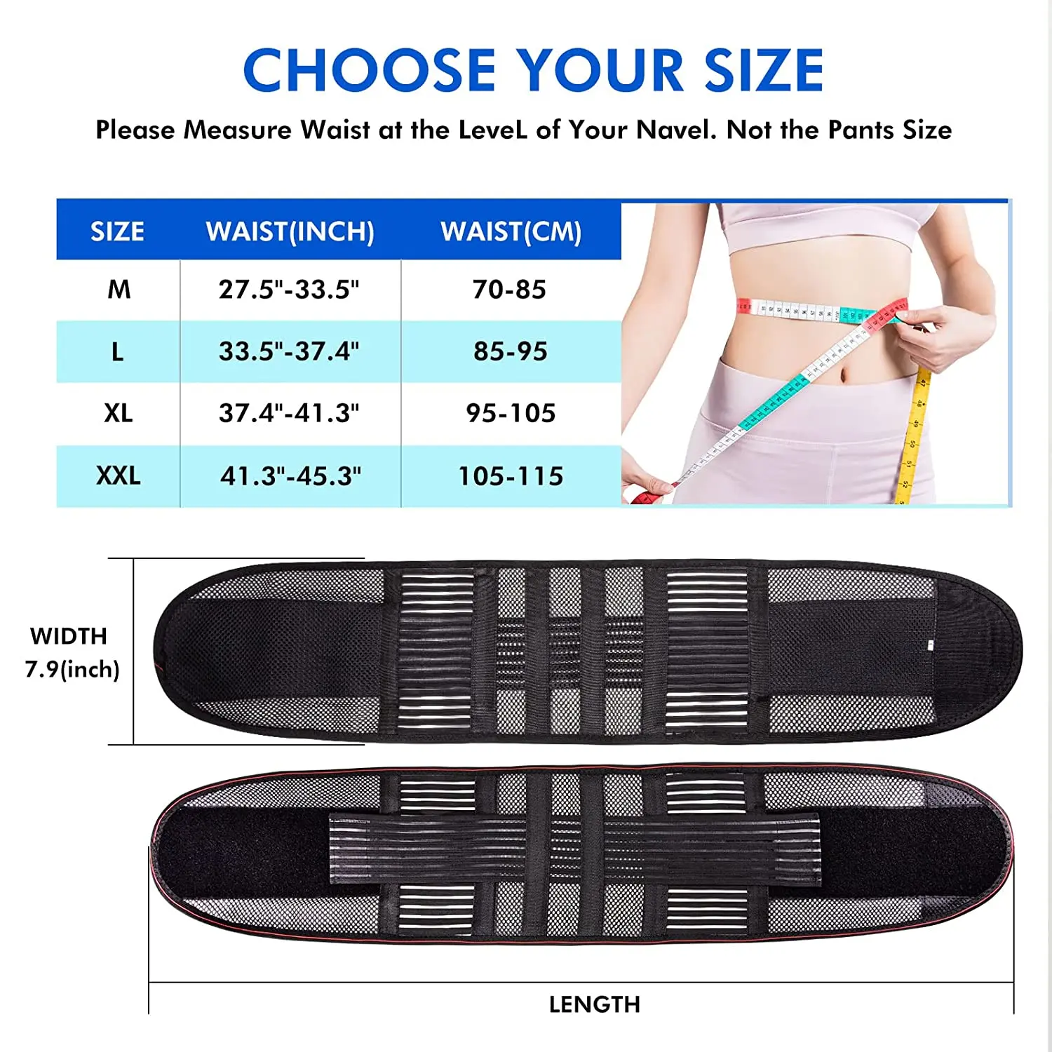 Back Brace Lumbar Support Belt,Sports Waist Support Belts 4 Steel Support Lumbar Brace Relief for Back Pain,Herniated Disc