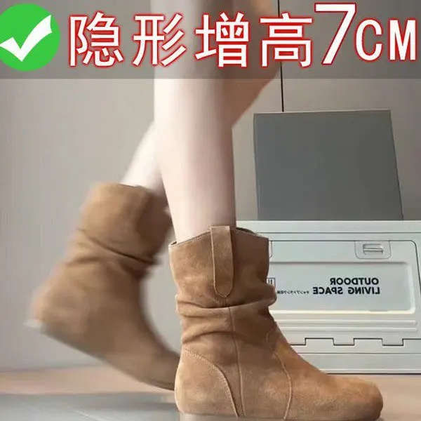 

Interior height retro short boots for women autumn/winter 2025 western boots short tube Boken boots for women