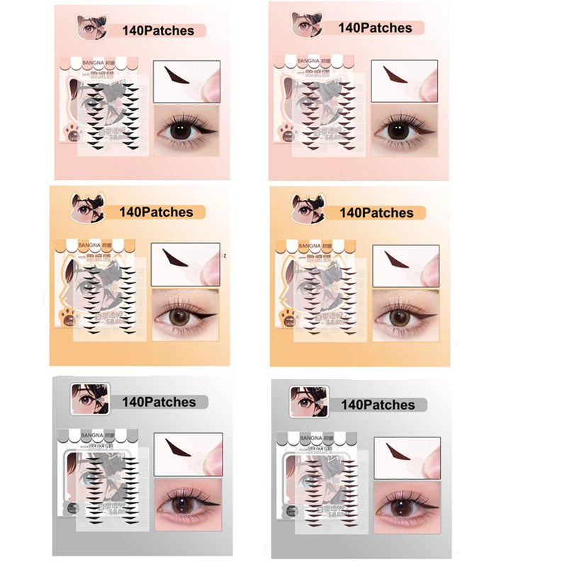 140 قطعة/صندوق مقاومة للماء كحل ختم ملصقات مع مقبض عصا واحدة صب سهلة الاستخدام تجميل مقاوم للماء مقاومة للعرق