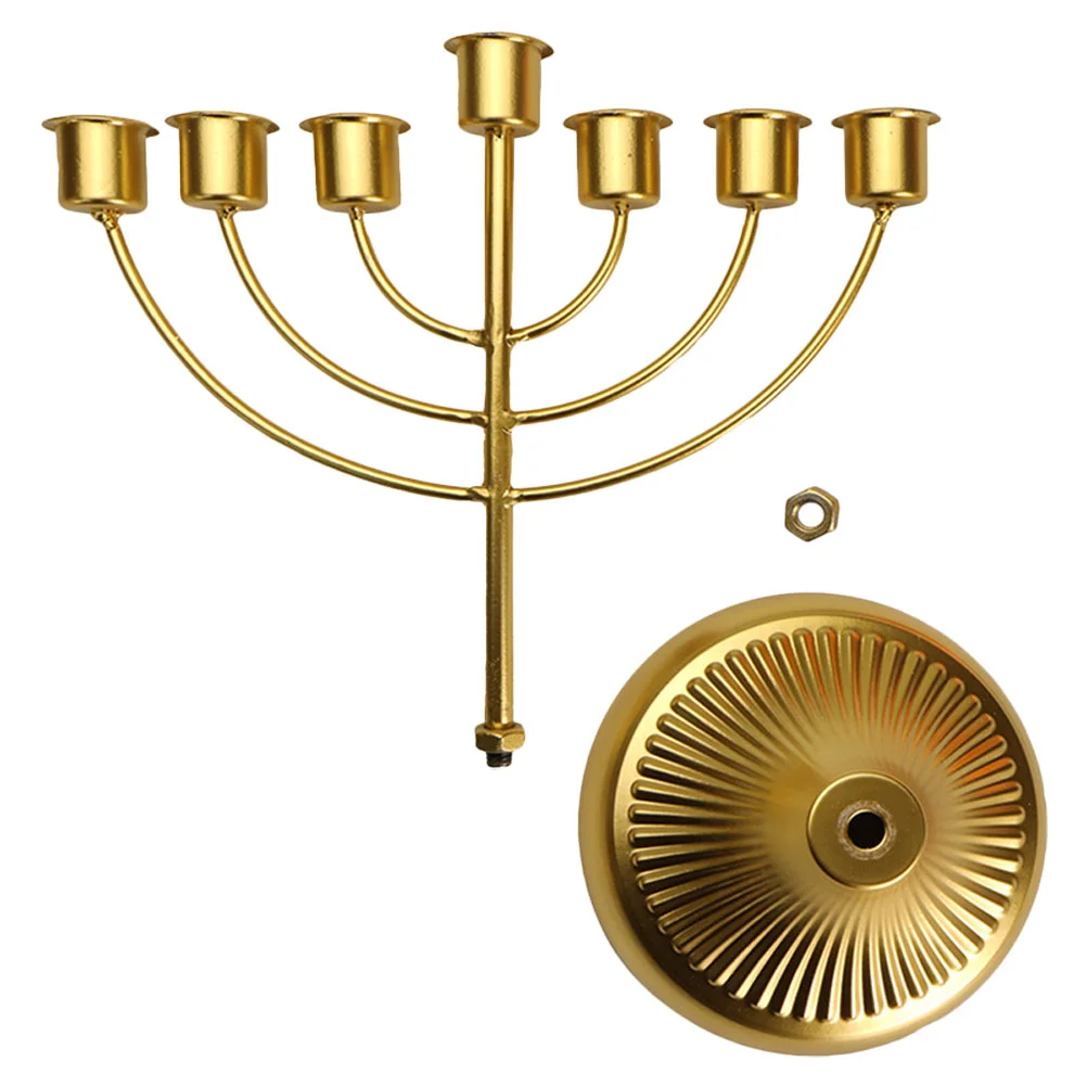 

Menorah Chalice Holder Ornament Candlestick Ornaments Bedroom Iron Stand For Table Dinner Decoration