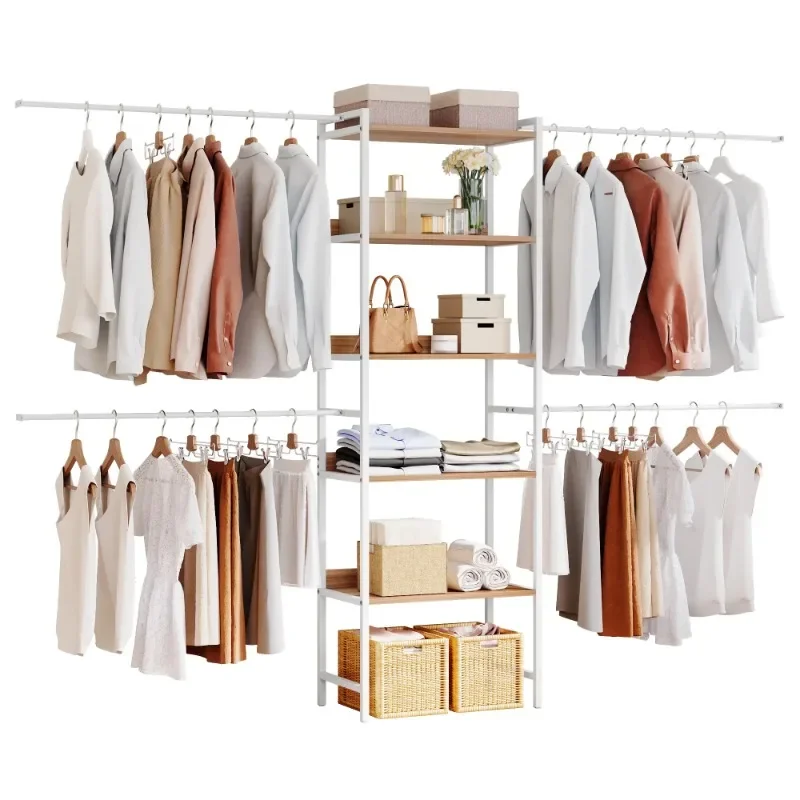 

NEW Metal Garment Rack for Checkroom, Bedroom Fits 6-9 ft Space, White