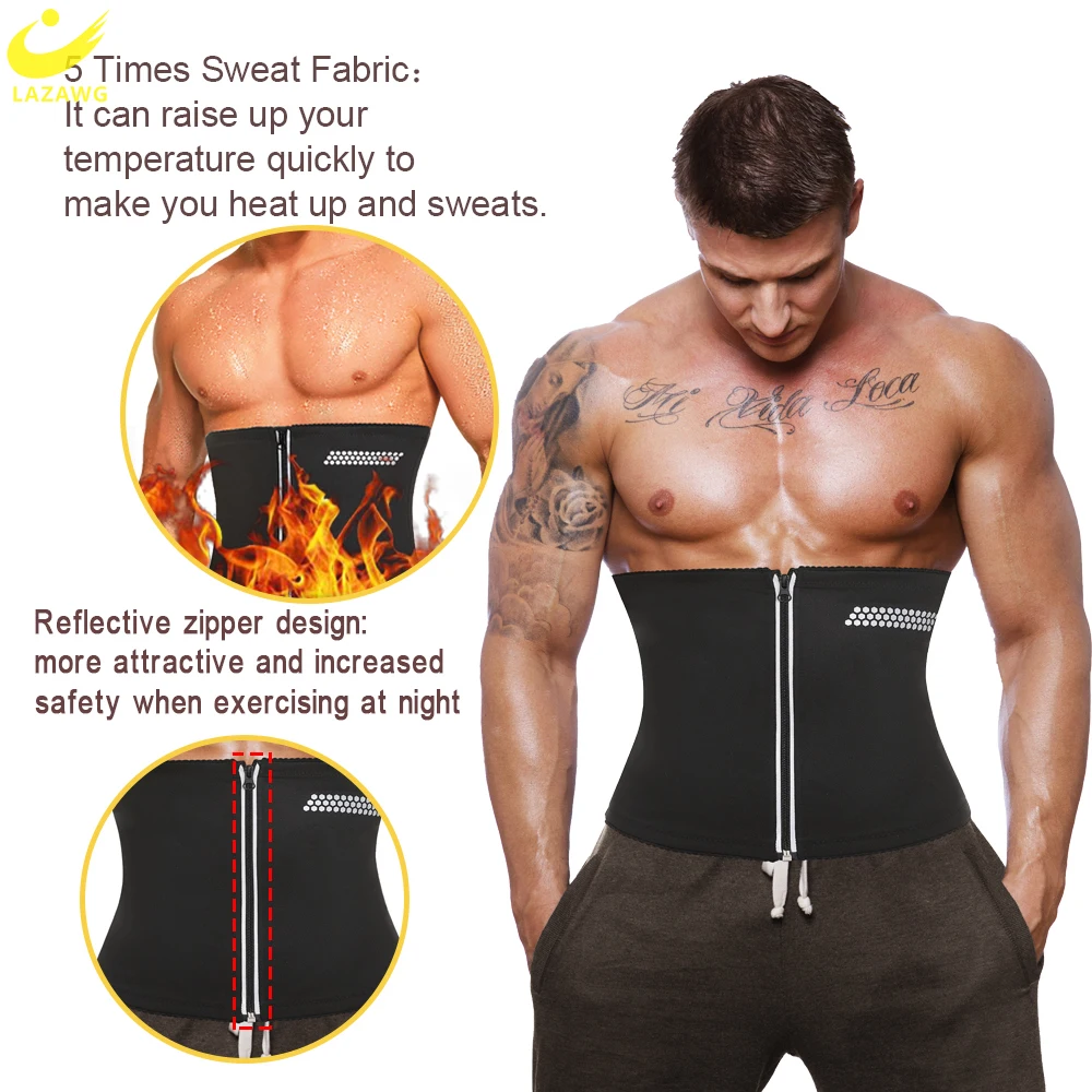 LAZAWG Men Waist Trainer Belt Waist Trimmer Weight Loss Tummy Band Sweat Corset Belly Girdles Body Shaper Fat Burner Slimming