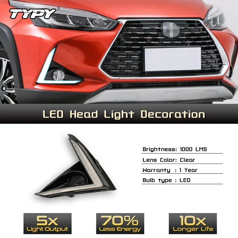 نوع 1 زوج DLR LED سيارة النهار تشغيل ضوء النهار القيادة الأصفر بدوره مصباح الضباب لتويوتا يارس 2020