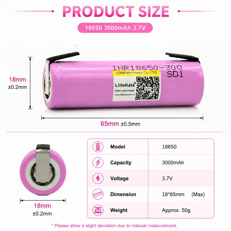 LiitoKala Original 3.7v 18650 3000mAh Battery INR18650 30Q-N 20A Discharge Li-ion Rechargeable Battery High Dischar+ DIY Nicke