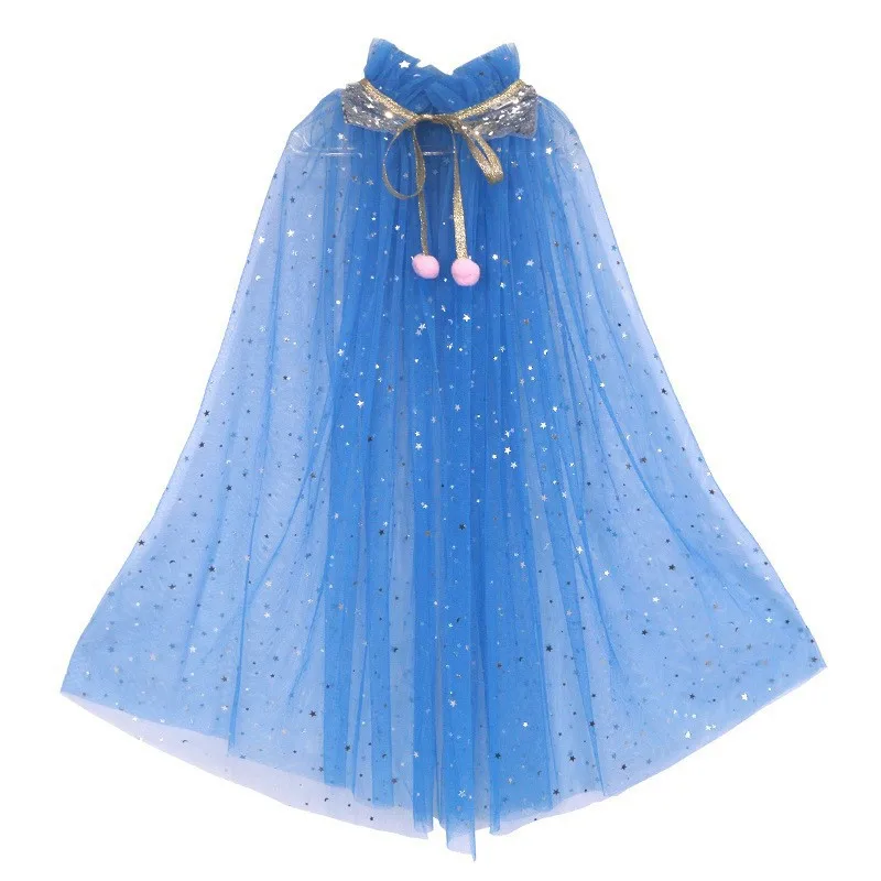 Girls Flowy Tulle Cape Dress Deluxe Princess Gown Lightweight Cloak Outfit for Birthday Banquet Stage Show Wholesale Apparel - view 5