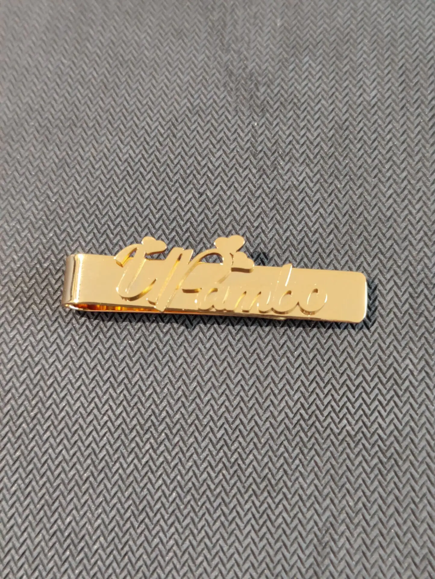 Nome personalizado Tie-Clip Comemorativo Assinatura manuscrita Clipe de aço inoxidável Presente personalizado dos homens Presente do dia dos pais