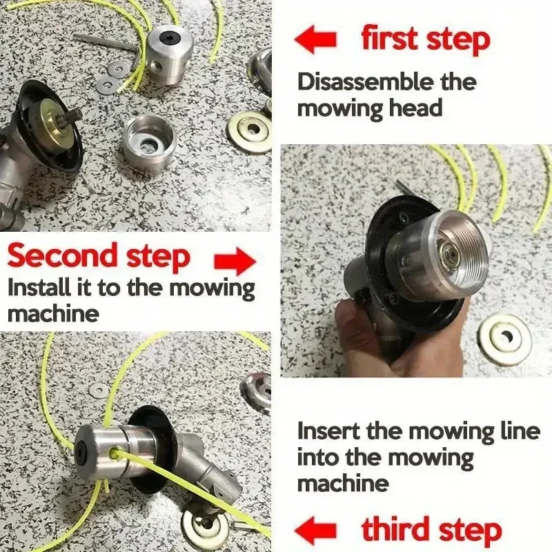 Tool Part for Lawn Mower Cylindrical Grass Head Strimmer Mower Head Silver Aluminum Alloy Trimmer Head Cutter Accessories