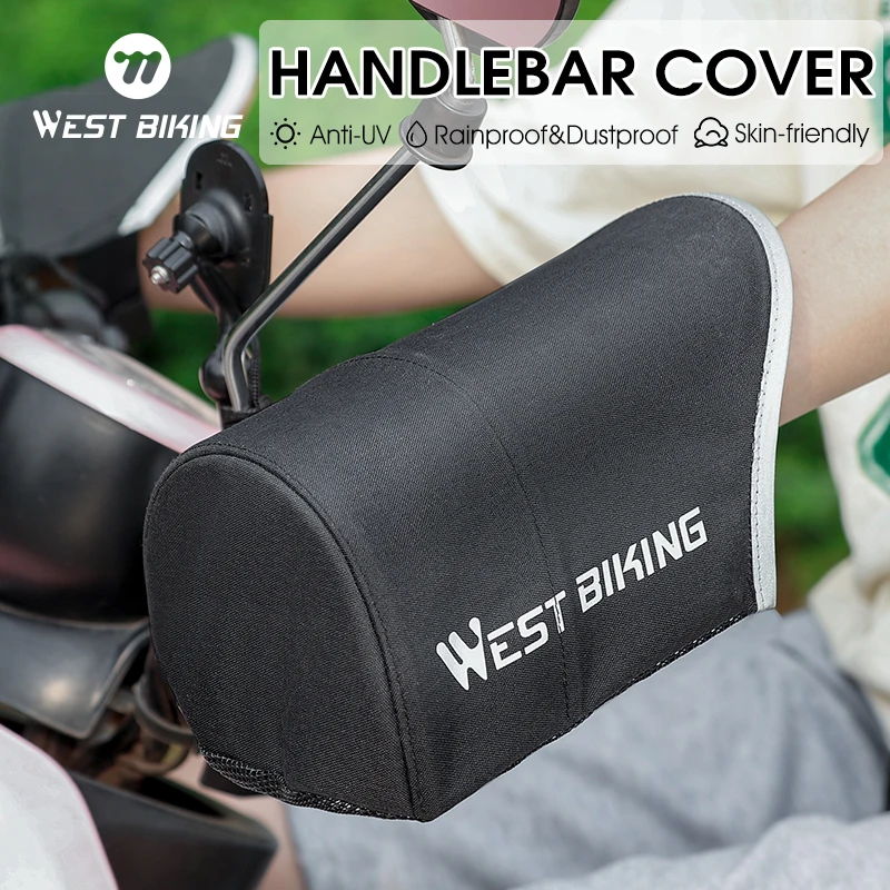 WEST BIKING Motorcycle Handlebar Cover Sun Protection Windproof MTB Bike Bar Gloves Reflective Hand Muffs Bike Cycling Mittens