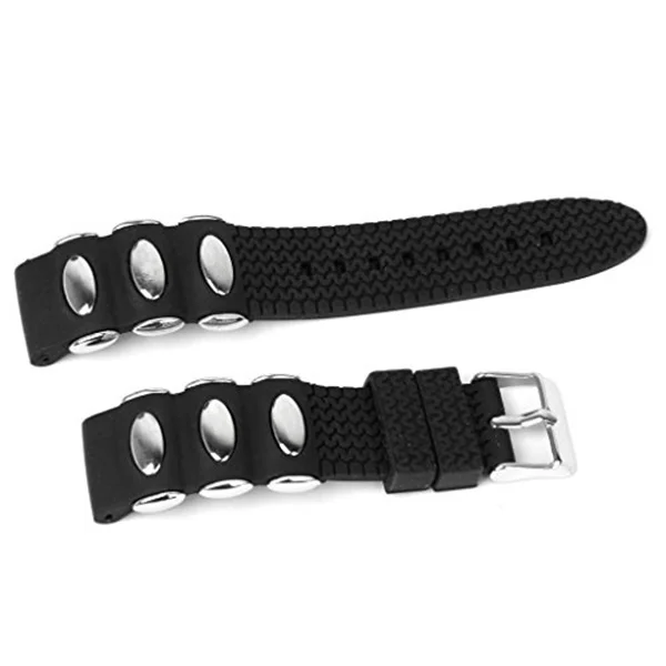 

22mm Black Silicone Rubber Watchband Strap Durable Waterproof Replacement for Sports Diver Watches Silicone Rubber Watchband
