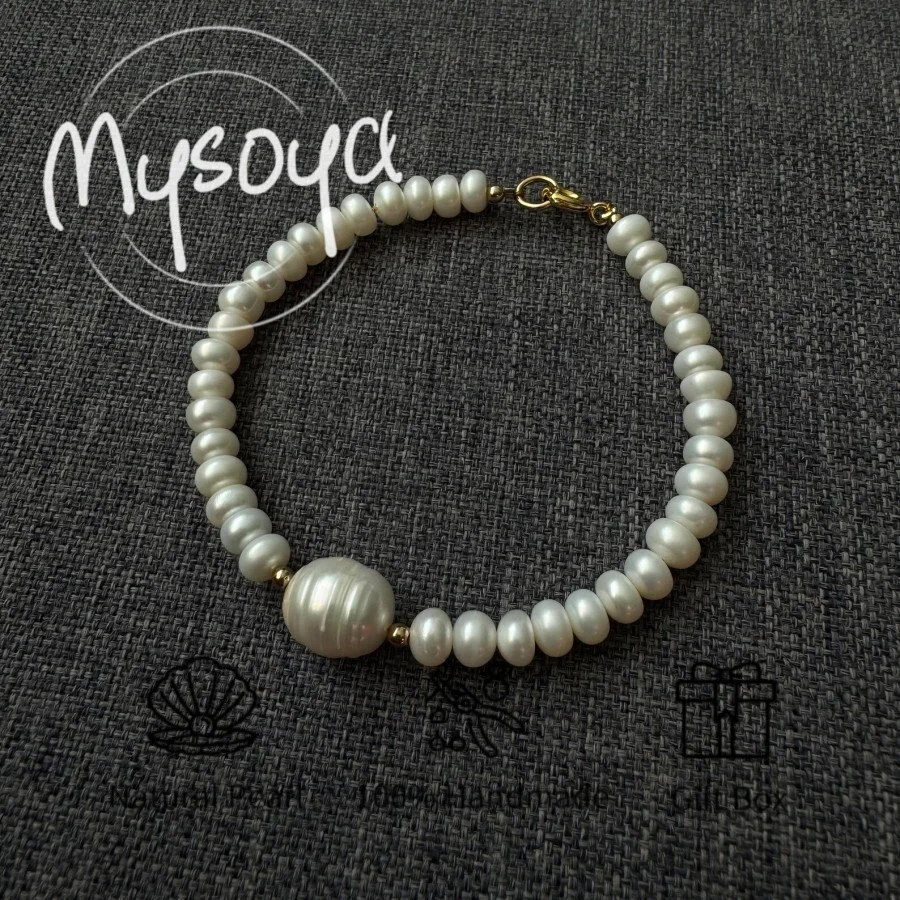 

MYSOYA 5-6 мм и 10-11 мм браслет из натурального пресноводного жемчуга с подарочной коробкой идеальный подарок на день рождения, свадьбу, Рождество, ювелирные изделия
