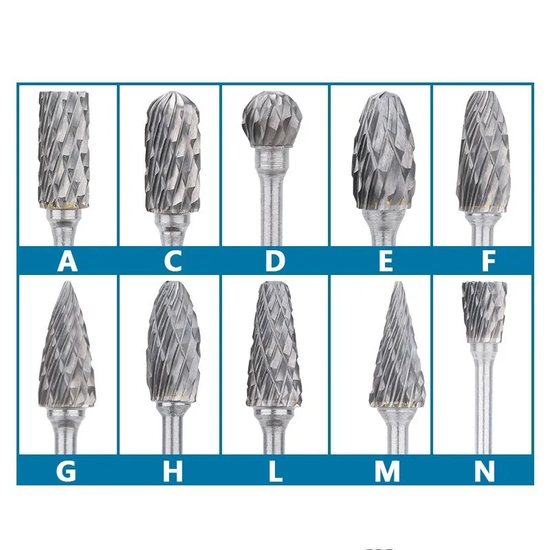 Forets à bavure distante à double coupe en carbure de tungstène, gravure CNC, limes de coupe distantes, outils Dremel, 10 pièces