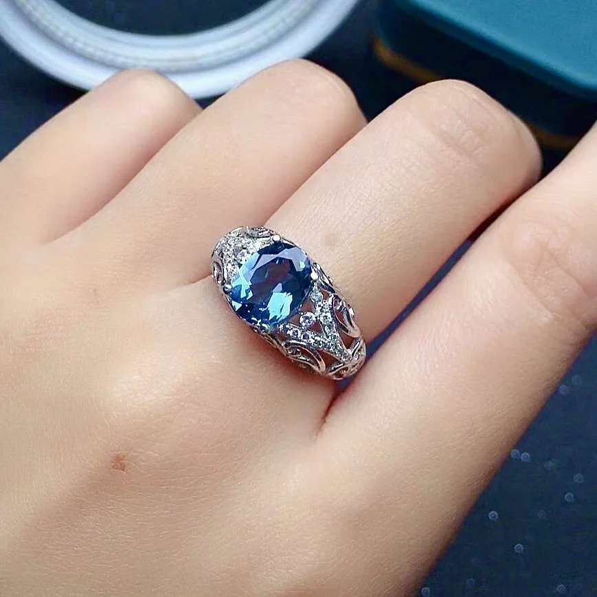 

Vintage 925 Silver Topaz Ring for Party 7mm*9mm VVS Grade 2ct Natural Topaz Silver Ring Sterling Silver Topaz Jewelry