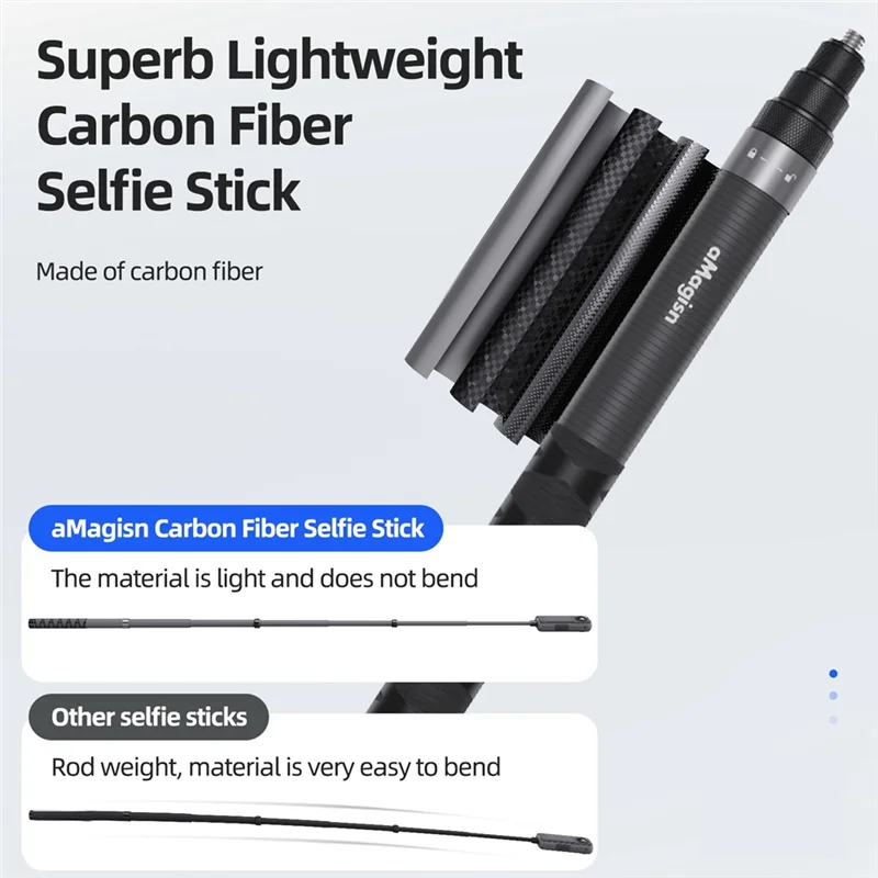 AMAGISN Carbon Fiber Selfie Stick Extendable Selfie Stick Selfie Stick For Gopro