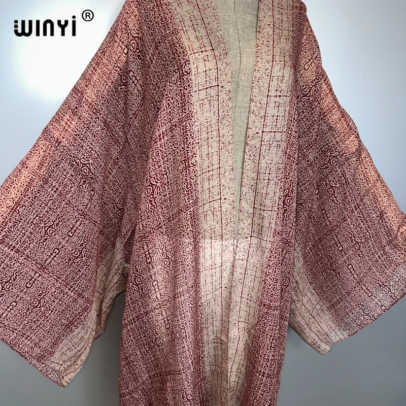 WINYI zomer outfit kimono afrika mode print strand cover up retro jurk vesten strandkleding vrouwen abaya dubai luxe kaftan