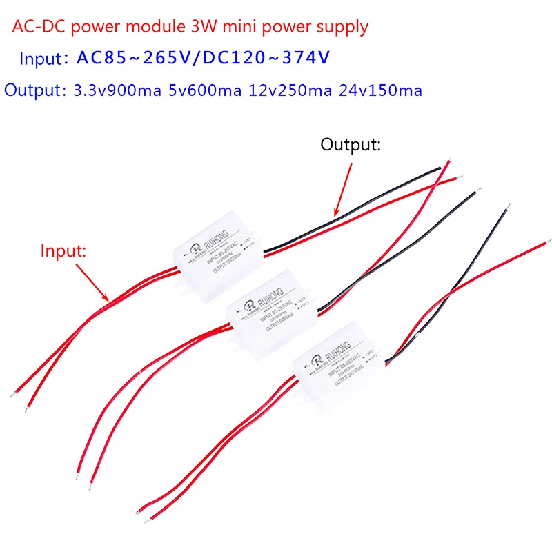 1pc AC-DC Power Supply Module AC 85V-265V To DC 3V 9V 12V 24V 3W Mini Buck Converter DC Voltage Isolation Adapter