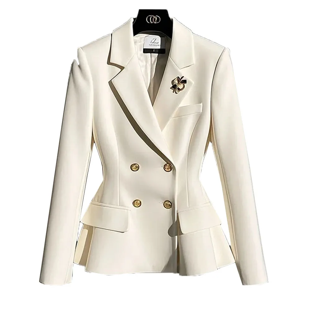 Popular High-end Unique High-End Fragrance Suit Jacket With Lining  jacket Spring Autumn Long Sleeve White Blazer Office Lady
