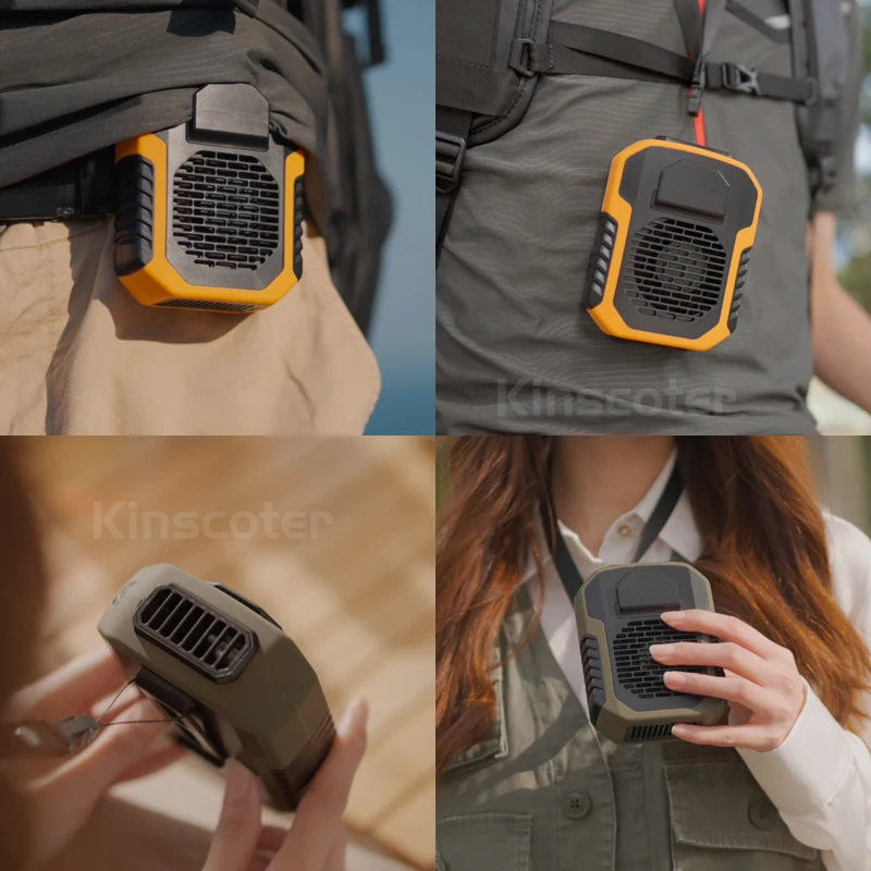 Kinscoter 6000 mAh hängender Hals-/Taillenventilator, USB-Mini-tragbarer wiederaufladbarer Ventilator für Outdoor-Camping, Wandern, Klettern, Laufen, Sport – Detail 4