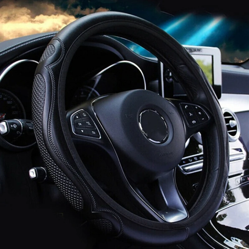 

New! Universal Auto Car Steering Wheel Cover Leather Breathable Anti-slip 38cm
