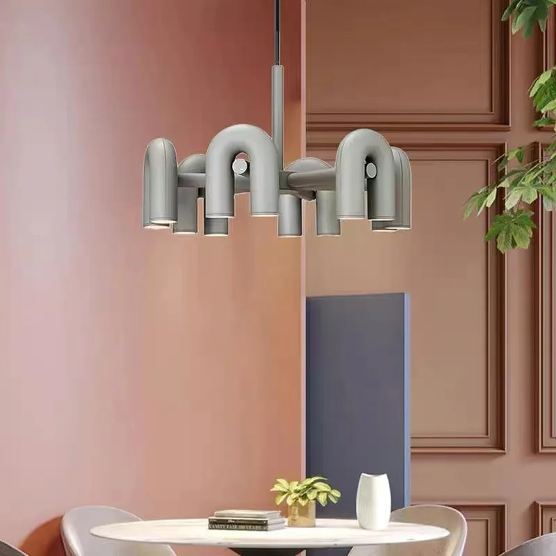 Arco-íris lustre arte deco preto laranja cinza italiano designer de metal lâmpada da sala jantar cordão ajustável menina quarto luz