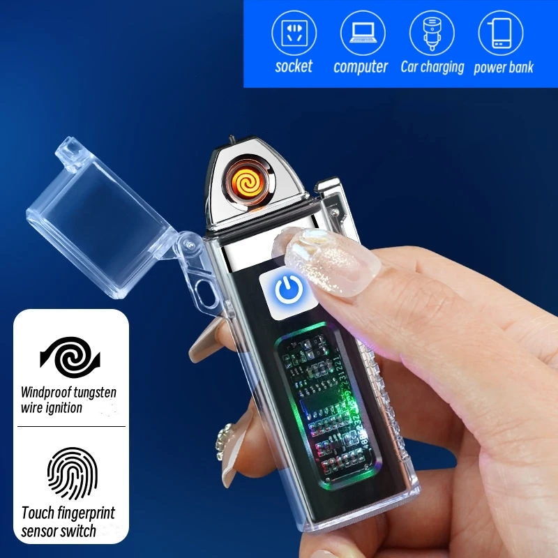 

Transparent Colored Light, Charging, Silent Lighter, Touch Sensitive Tungsten Wire, Windproof Ignition,Sealed,Waterproof,Outdoor