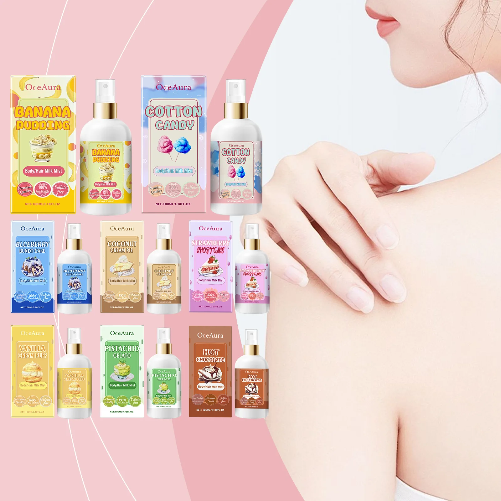 Body Hair Mist Soothing Firming Increase Elasticity Long Lasting Aroma Moisturizing Refreshing Brightening Soften Hydrate Spray