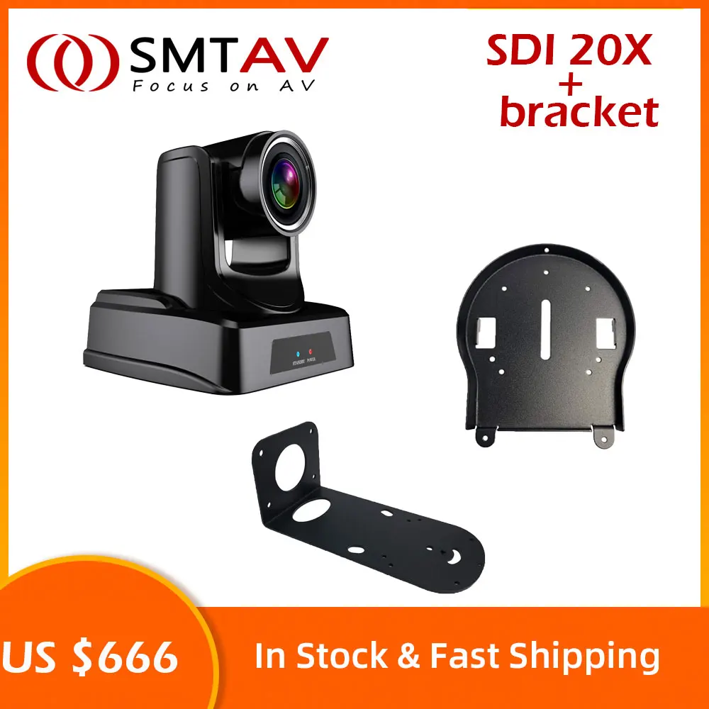 SMTAV PTZ Cameras,20X Full HD Live Streaming Video Camera ,SDI/HDMI/IP Outputs for Church/Events Services With Bracket