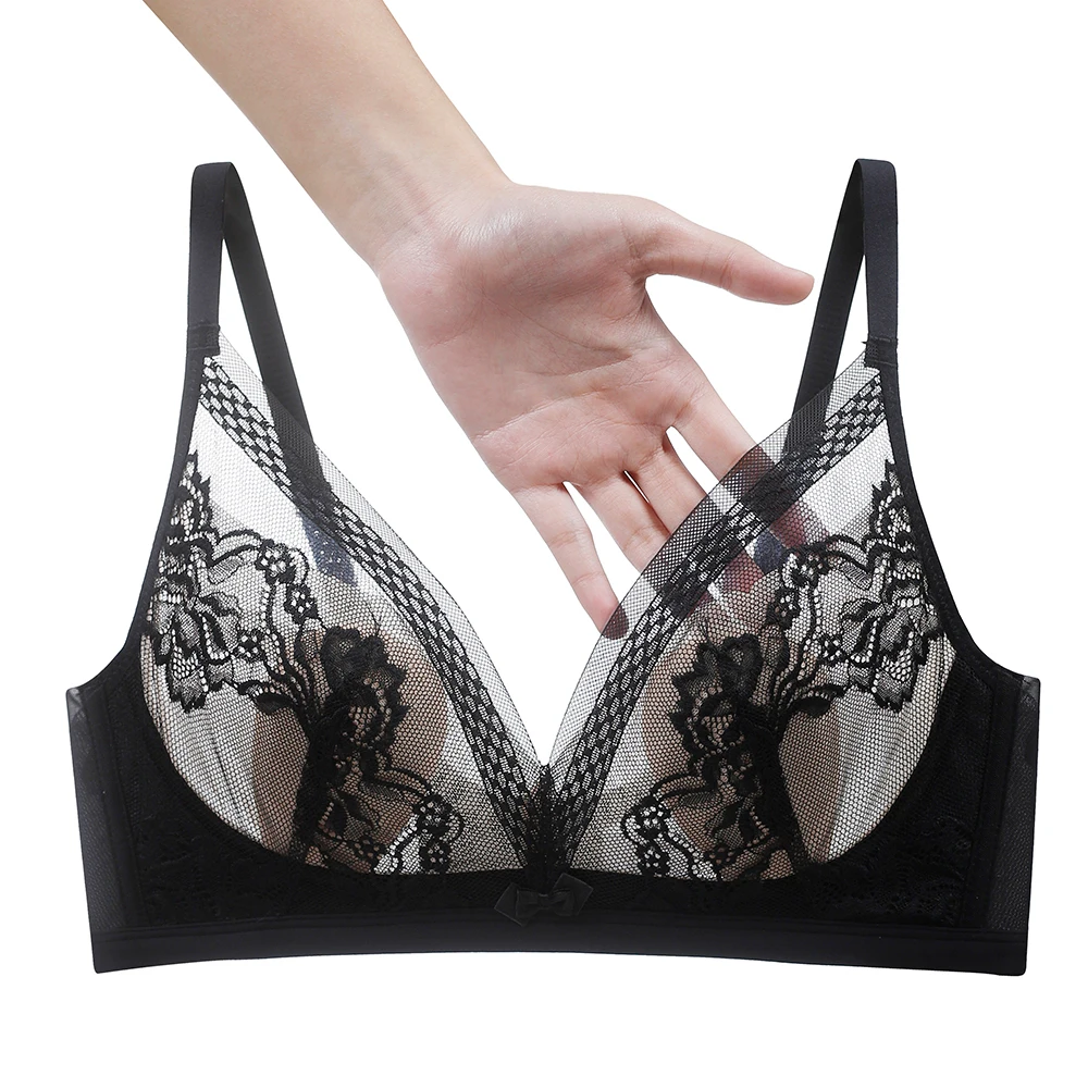 

Sexy Lingerie Ultra Thin Bras For Women Minimizer Lace Top BH New Summer Bralette Transparent Brassiere Young Girl A B C