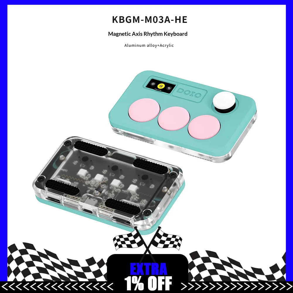 DOIO KBGM M03 HE Wired Keyboard Aluminum Alloy+Acrylic Full CNC Process Shell RGB Full Patch Backlight Magnetic Axis Keyboard