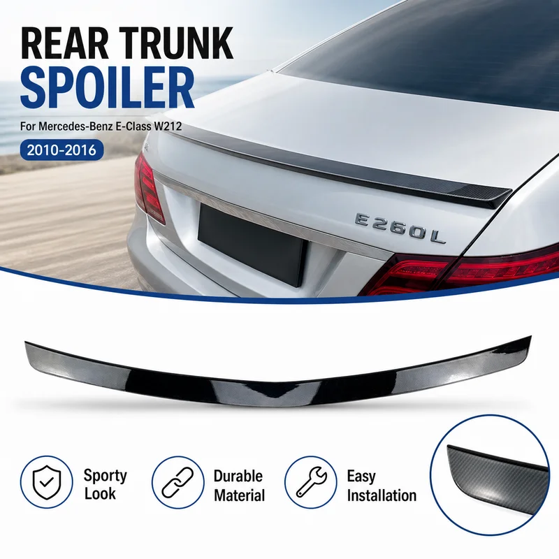 For 2010-2016 Mercedes-Benz E-Class W212 E200 E260 4 Door Sedan Rear Trunk Spoiler Wing Lip ABS Carbon Fiber Style