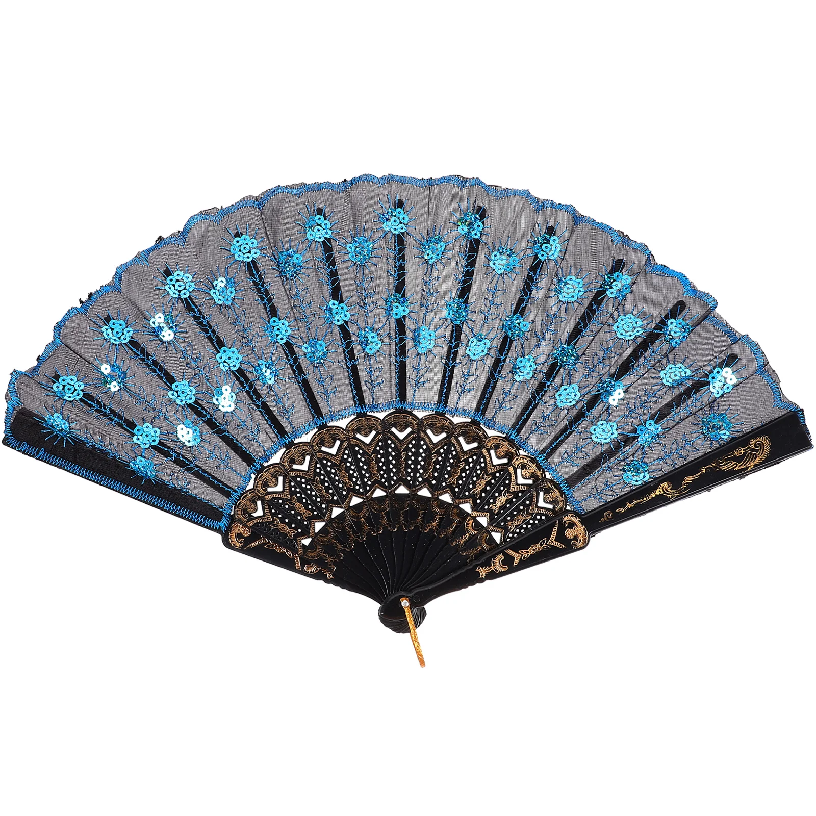 

1pcs Peacock Sequin Folding Vintage Handheld Fan Retro Chinese Style Decorative Fan Portable Dance Party Prop Folding Hand Fans