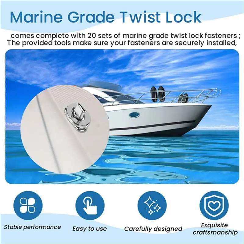100 Sets Marine Grade Twist Lock Fasteners Turn Button Eyelet And Stud, For Canvas Fastener Turn Buttons