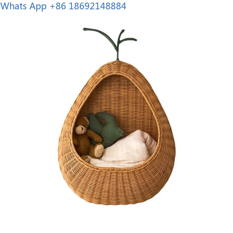 Nordic Style Rattan Wall-Mounted Key Storage Basket Home Decor Miscellaneous Storage Woven Basket