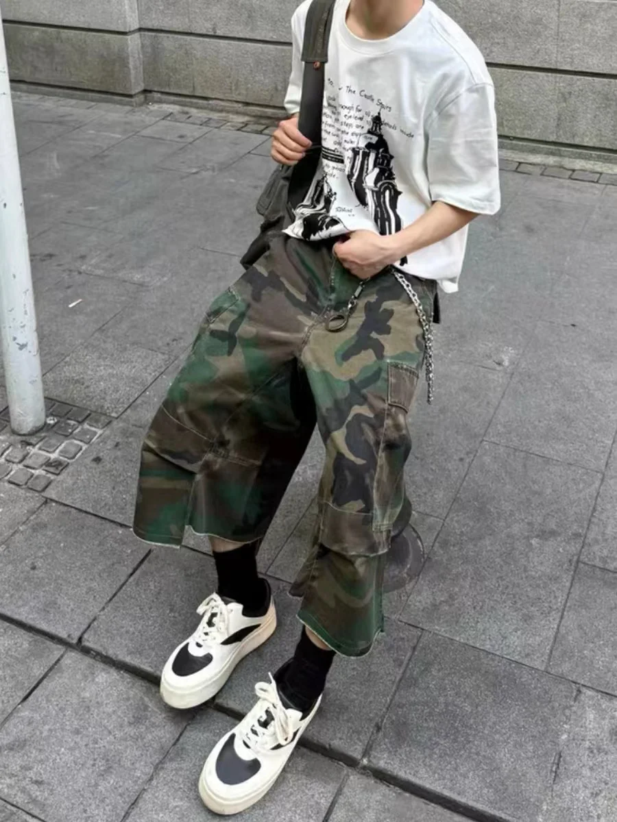 

Шорты в американском винтажном стиле PlayboiCarti Joshua Jamal, камуфляжные, рабочие, повседневные, свободного кроя, летние, молодежные, в активном стиле