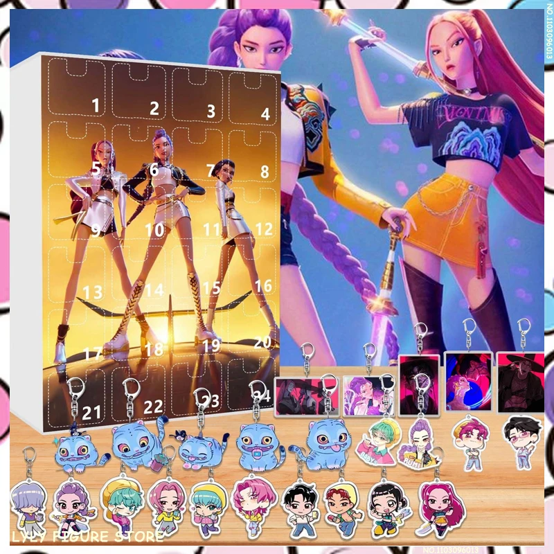 

ГОРЯЧИЙ KPOP Охотники на демонов Рождественский адвент-календарь Брелок Аксессуары 24-дневный календарь обратного отсчета Подвески Рождественские подарки