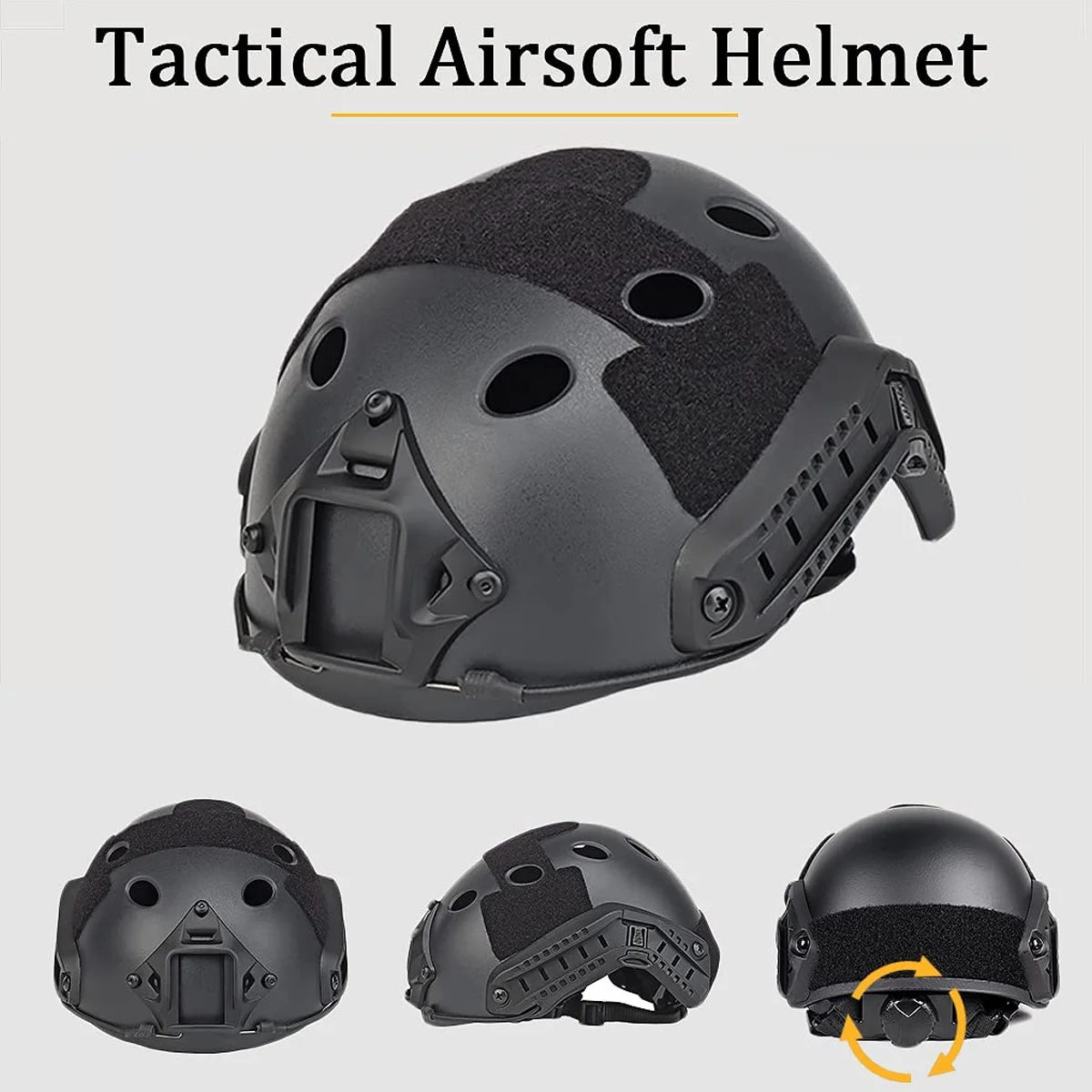 Tactical Airsoft Paintball Helmet set, with Military Noise-Cancelling Headset, Goggles, Flashlights, for Outdoor Hunting Cosplay