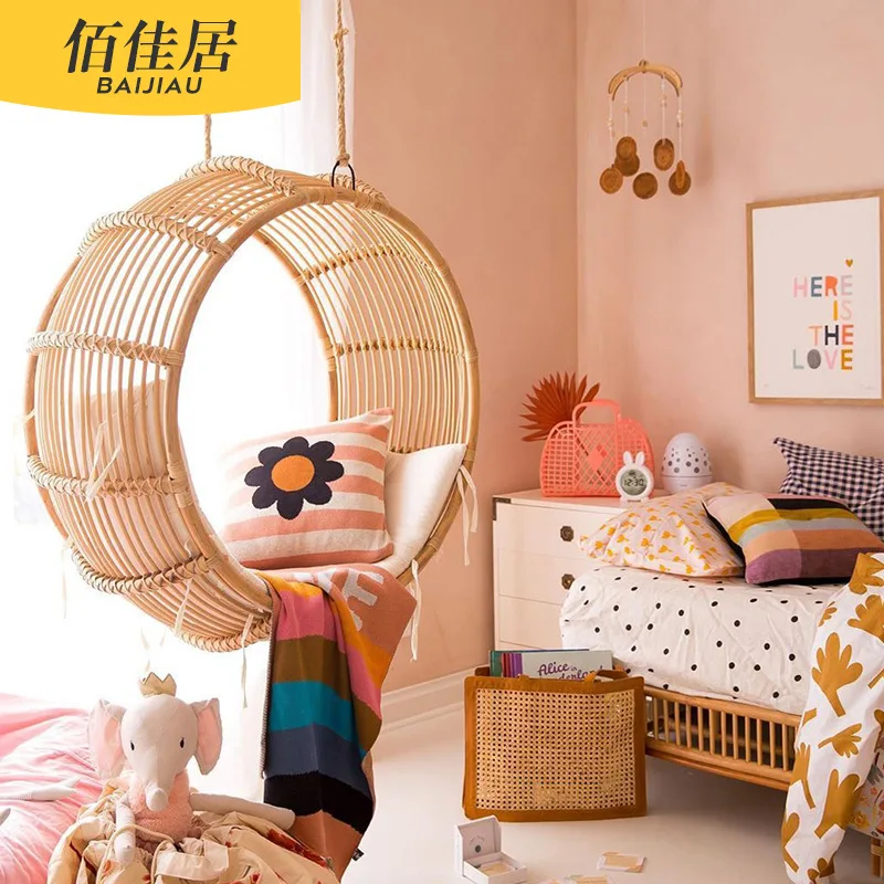 Outdoor swing hanging chair household girls bedroom dream hanging basket children's room cradle chair Internet celebrity bed
