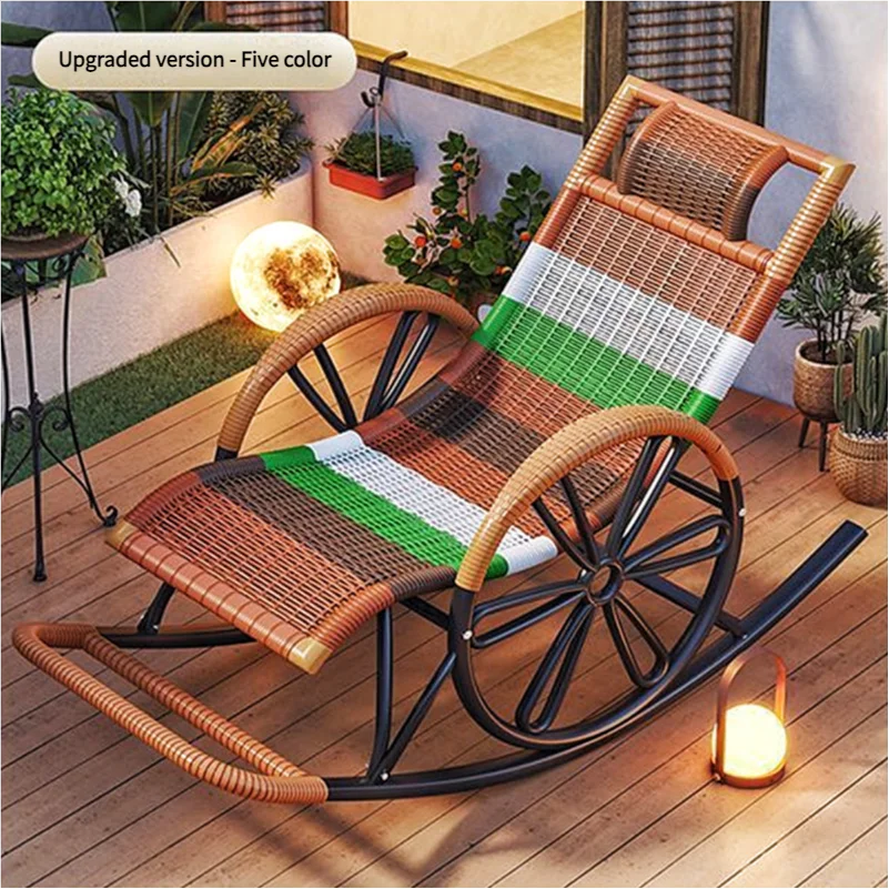 دائم خمسة ألوان الكبار كرسي هزاز كرسي المنزل في الهواء الطلق حديقة شرفة غرفة المعيشة الترفيه الروطان قيلولة المسنين الكبار الروك #1