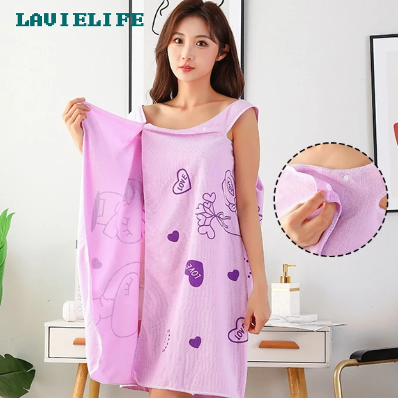 Tragbares Badetuch für Damen und Erwachsene, großes Mikrofaser-Strandtuch, Liebeskaninchen-Muster, schnell trocknender Bademantel, Kleid, Pyjama