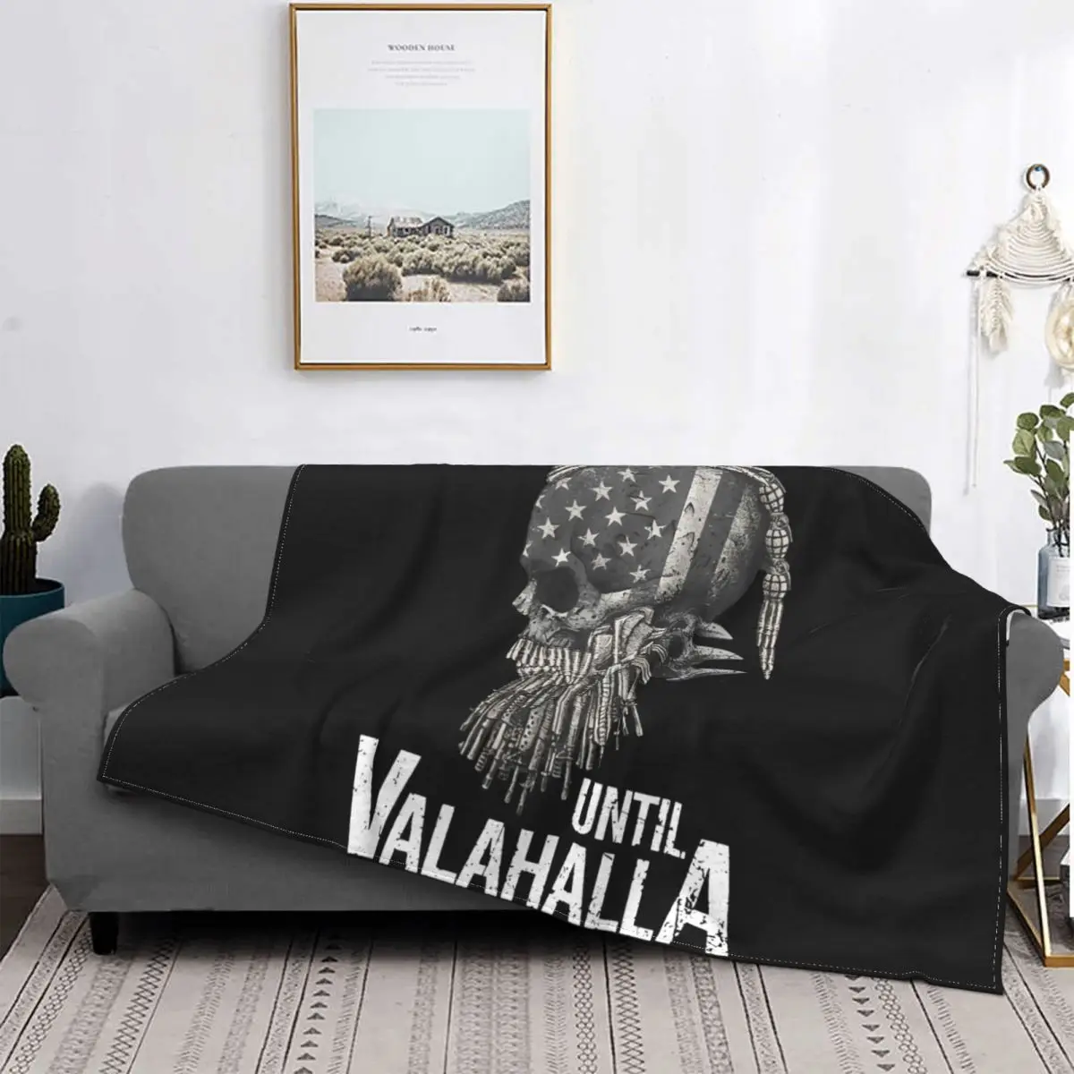 Until Valhalla Viking Us Flag American Flag Blanket Fluffy Sofa Bed All Season Bedding Travel Sofa Decorative