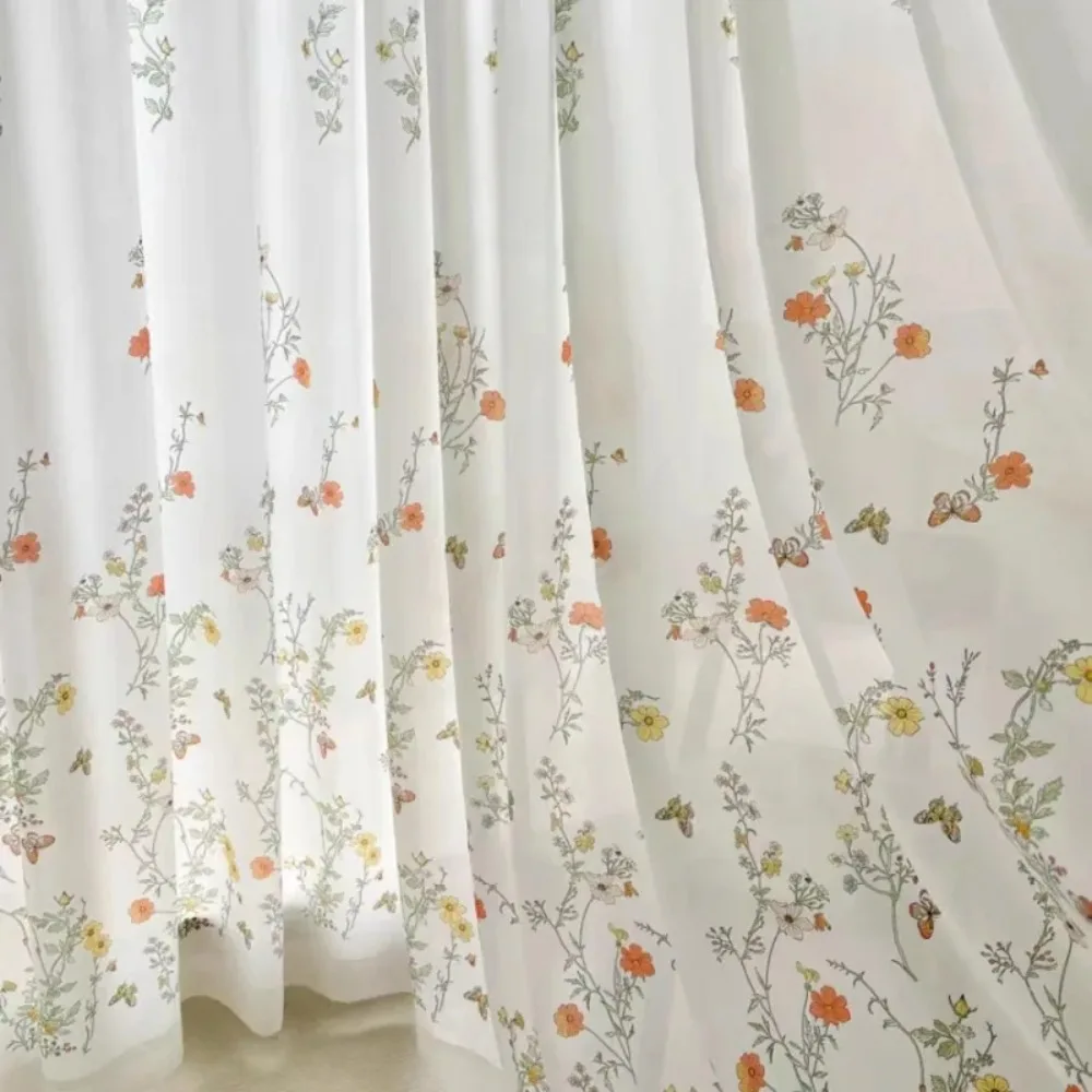 Windows for bedroom balconies, bathrooms, from floor to ceiling. Transparent white window screens. Complete curtains.