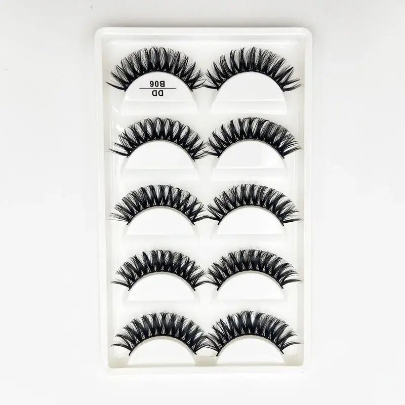 5 pairs/Tray Multi-layer flexible soft light weight Russia DD Curl strip Eyelashes with Supplier Provides