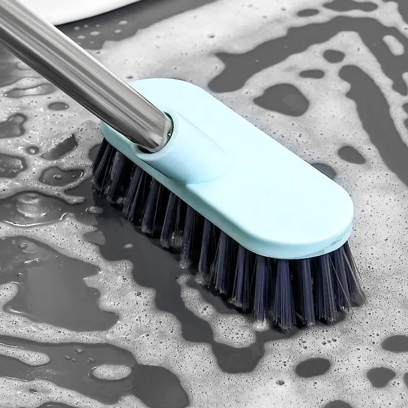 Stiff Bristle Floor Scrub Brush Long Handle Heavy Duty Deck Scrubber for Swimming Pool Edge Garage Concrete Floor Cleaning