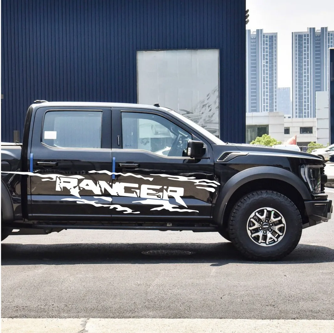 

2PCS Off Road Car Styling Door Side PVC Stickers For Ford Ranger Raptor Pickup Auto Vinyl Body Decor Decals Tuning Accessories