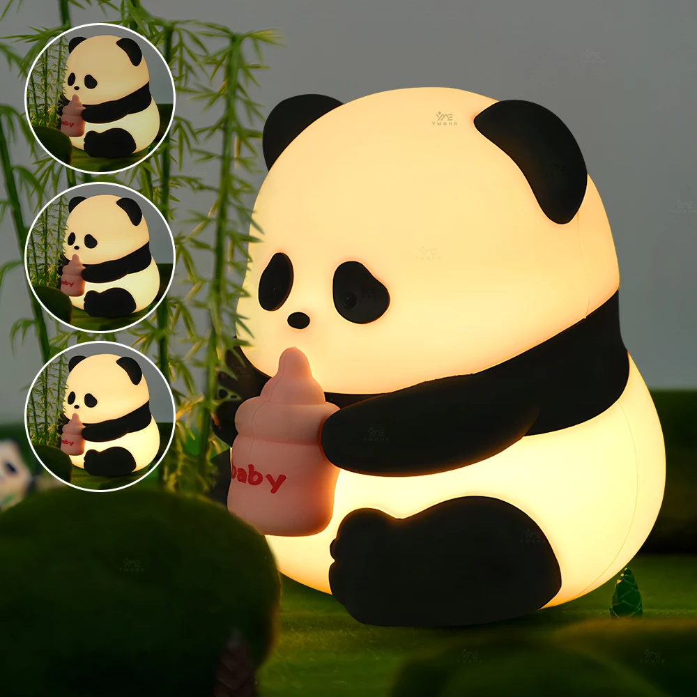 1 قطعة 7 ألوان لطيف سيليكون الباندا ليلة مصباح قابلة للشحن LED الحيوان ديكور أضواء ليلية لهدايا عيد الميلاد النوم أضواء عيد الميلاد