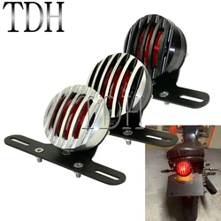 Motorcycle Grille Retro Taillight 12V LED Stop Tail Lamp For Chopper Bobber Cafe Racer Custom Vintage Grill Rear Brake Lights