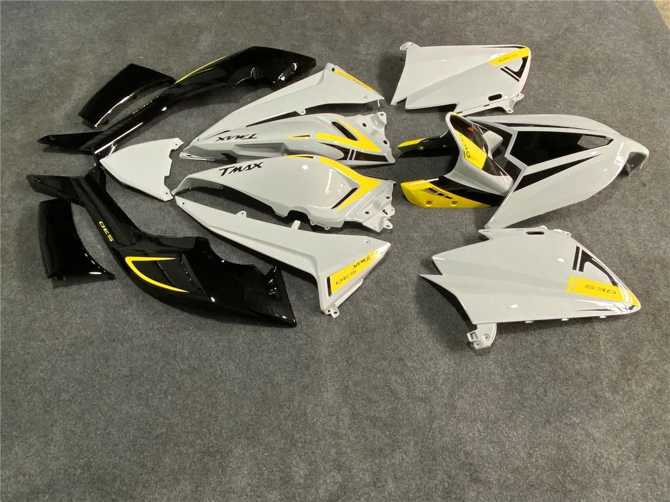 Kit Fairing sepeda motor cocok untuk Yamaha TMAX530 12 13 14 tahun 530 2012 2013 2014 penutup sepeda motor abu-abu kuning hitam