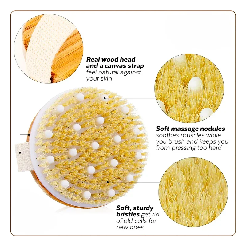 الجلد الجاف الجسم الاستحمام فرشاة لينة الطبيعية الخشن سبا التقشير خشبية الجسم فرشاة اغتسال أدوات مساج لتقشير السيلوليت