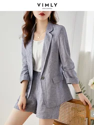 Vimly Loose Casual Blazer Suit Set for Women Outfits 2023 Fashion Blazer Jacket High Waist Shorts New In Two Piece Matching Set