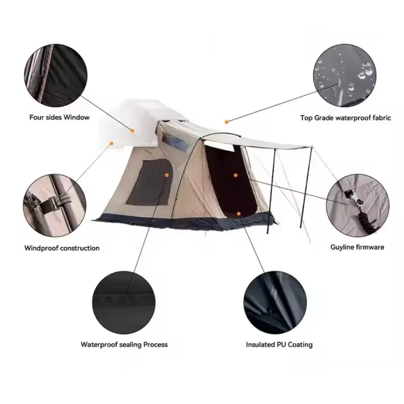 Изготовленная на заказ быстрая установка, водонепроницаемая палатка на крыше автомобиля, удлиненный навес для укрытия, открытый кемпинг, большой пространственный боковой автомобильный тент, палатка